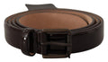 Black Patent Leather Logo Metal Waist Buckle Belt - 90-cm-36-inches