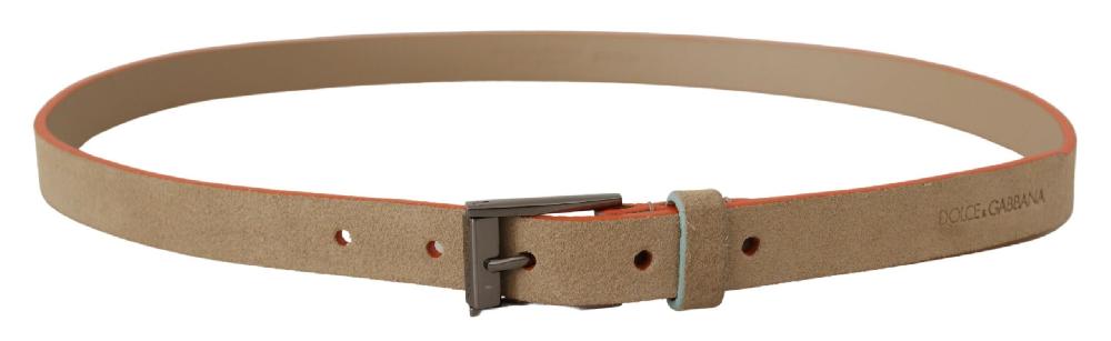 Nude Beige Skinny Logo Engraved Waist Buckle Belt - 90-cm-36-inches
