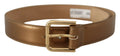 Bronze Leather Gold Logo Engraved Waist Buckle Belt - 65-cm-26-inches