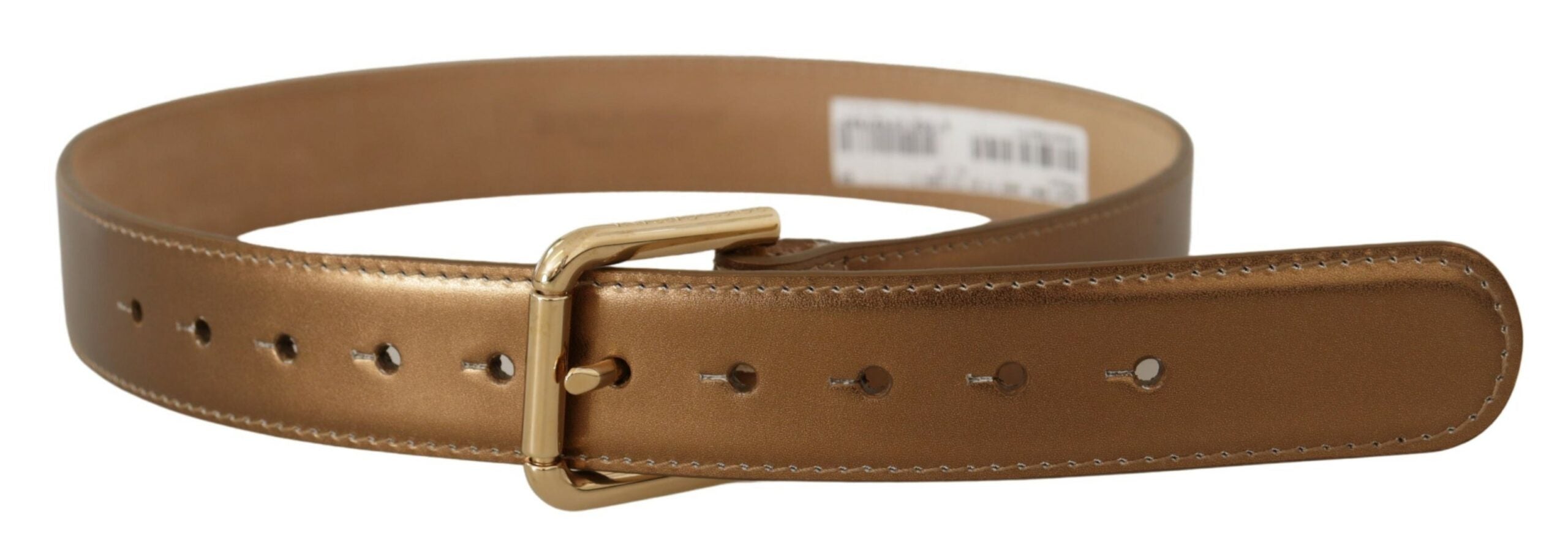 Bronze Leather Gold Logo Engraved Waist Buckle Belt - 65-cm-26-inches