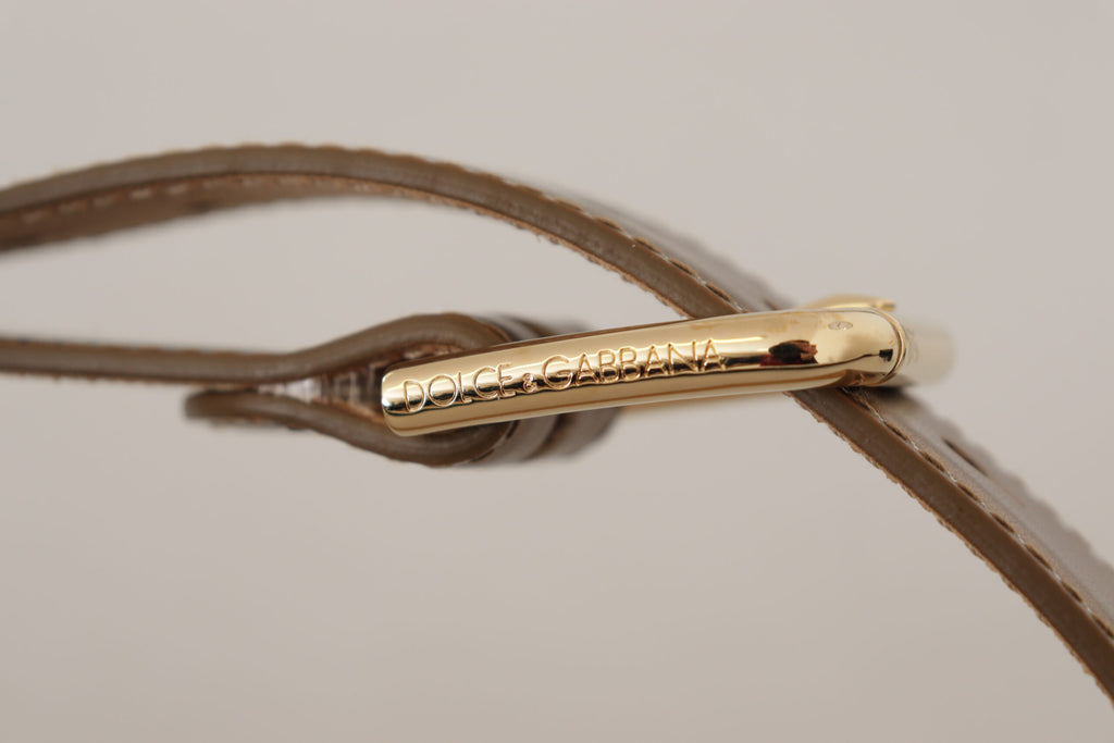 Bronze Leather Gold Logo Engraved Waist Buckle Belt - 65-cm-26-inches