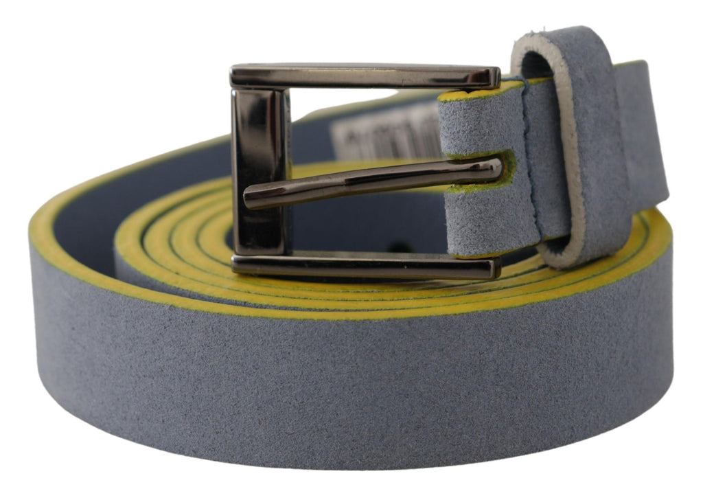 Blue Suede Leather Logo Engraved Buckle Belt - 90-cm-36-inches