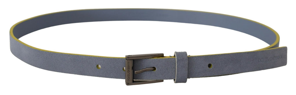 Blue Suede Leather Logo Engraved Buckle Belt - 90-cm-36-inches