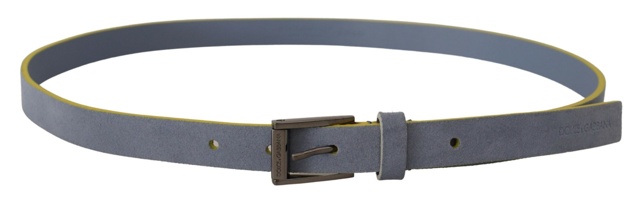 Blue Suede Leather Logo Engraved Buckle Belt - 90-cm-36-inches