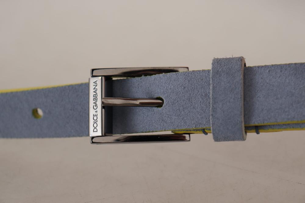Blue Suede Leather Logo Engraved Buckle Belt - 90-cm-36-inches
