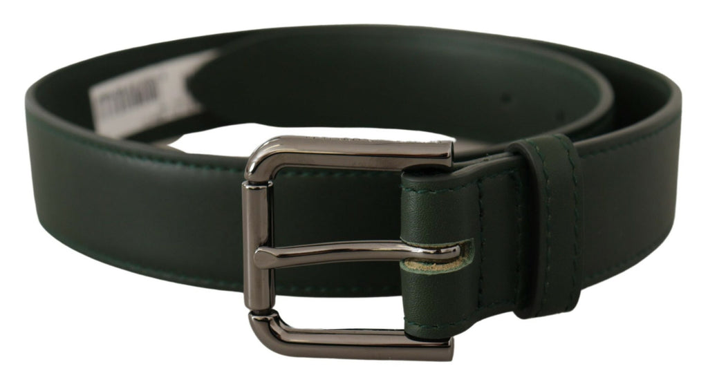 Army Green Leather Logo Metal Waist Buckle Belt - 60-cm-24-inches