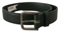 Army Green Leather Logo Metal Waist Buckle Belt - 60-cm-24-inches