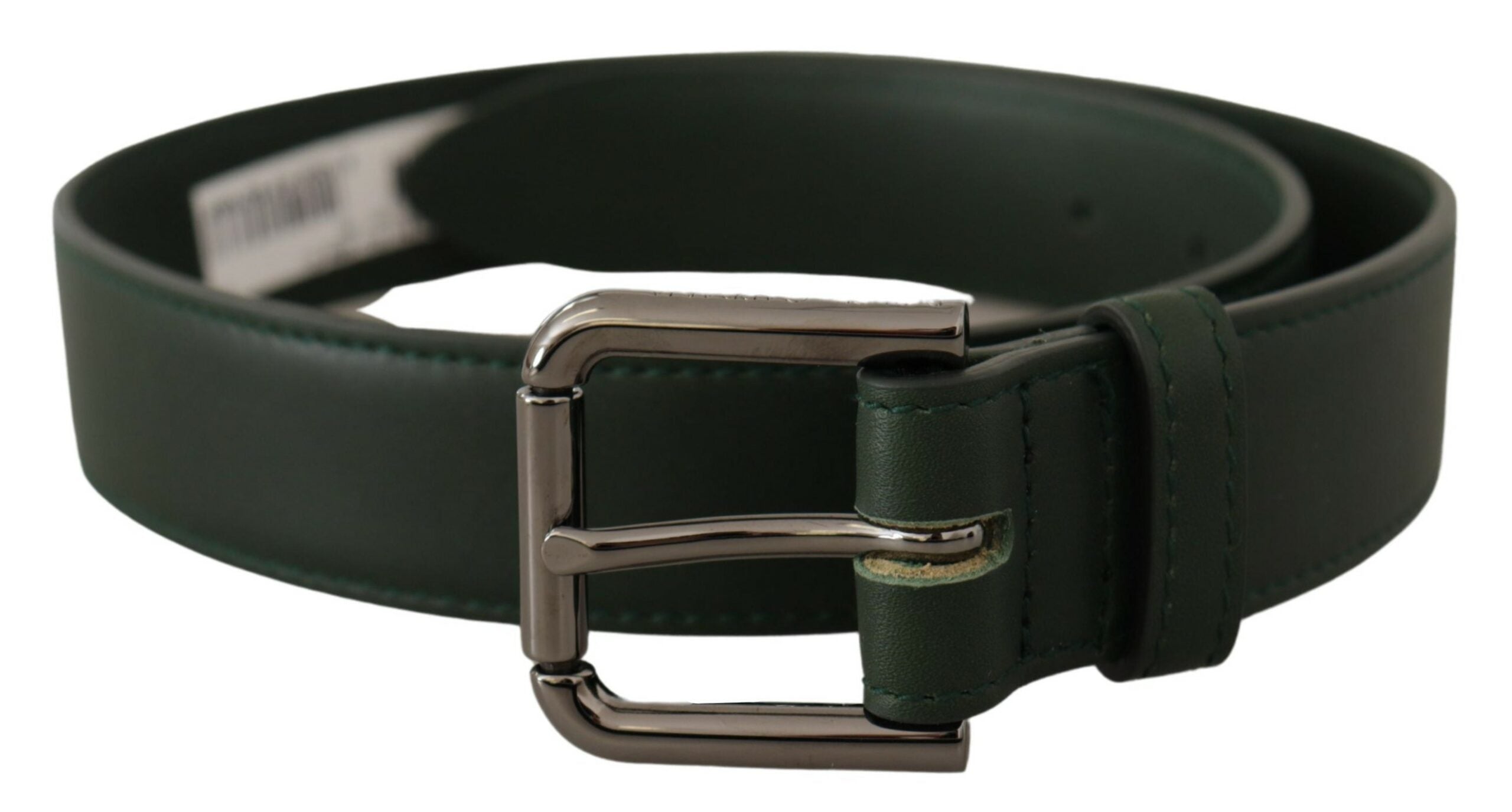 Army Green Leather Logo Metal Waist Buckle Belt - 60-cm-24-inches