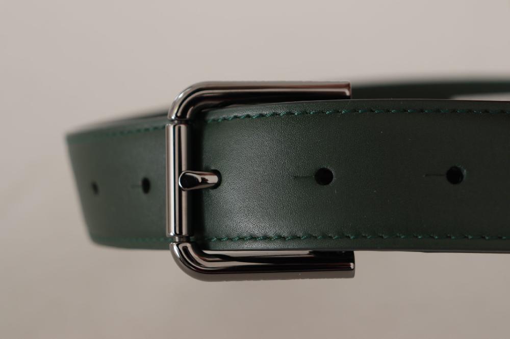 Army Green Leather Logo Metal Waist Buckle Belt - 60-cm-24-inches