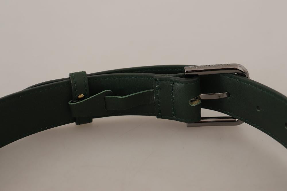 Army Green Leather Logo Metal Waist Buckle Belt - 60-cm-24-inches