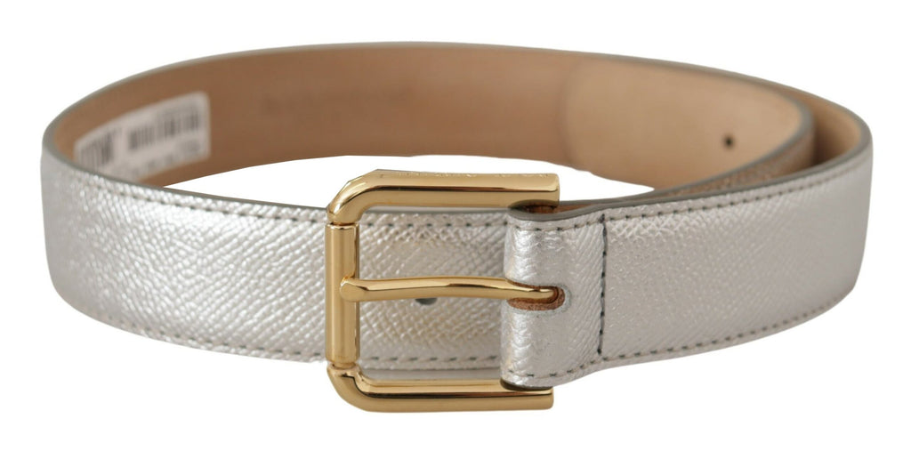 Silver Leather Gold Tone... Metal Waist Buckle Belt - 65-cm-26-inches