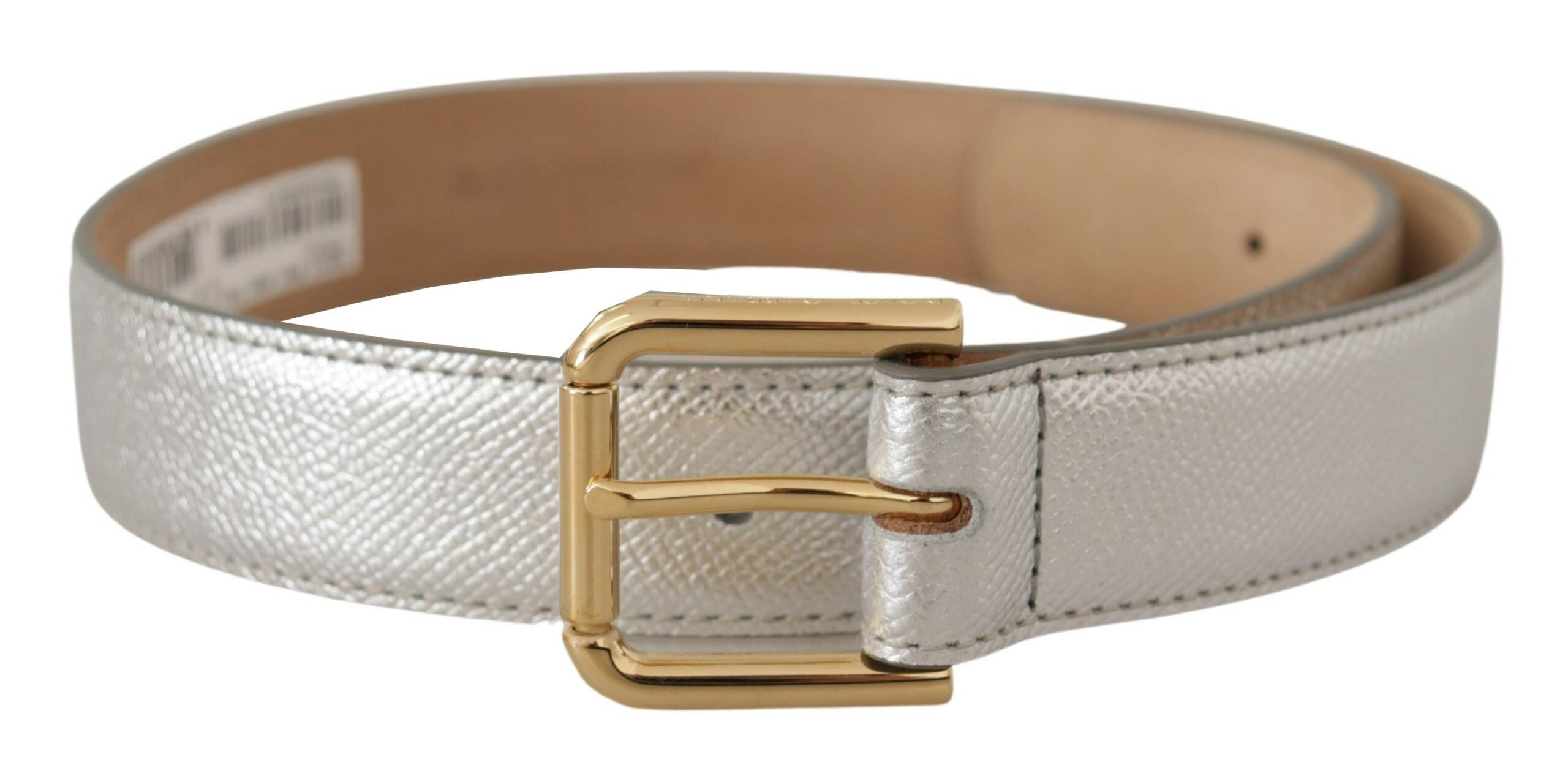 Silver Leather Gold Tone... Metal Waist Buckle Belt - 65-cm-26-inches
