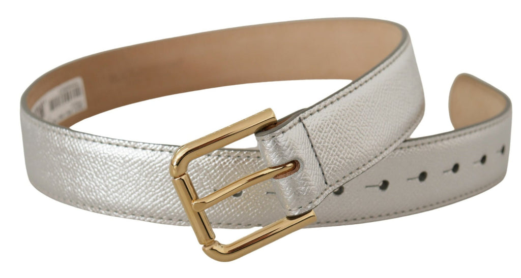 Silver Leather Gold Tone... Metal Waist Buckle Belt - 65-cm-26-inches