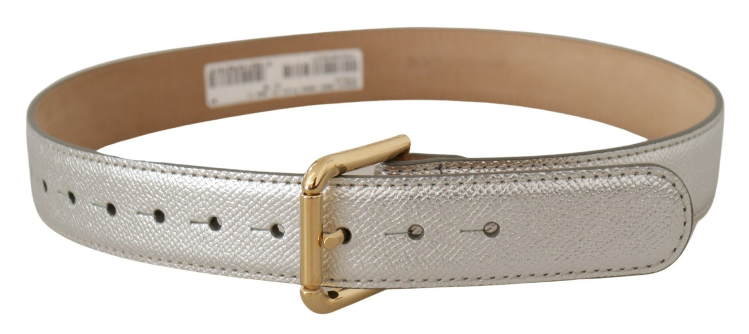 Silver Leather Gold Tone... Metal Waist Buckle Belt - 65-cm-26-inches