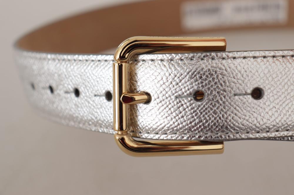 Silver Leather Gold Tone... Metal Waist Buckle Belt - 65-cm-26-inches