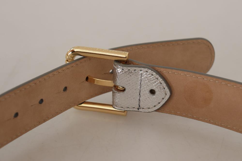 Silver Leather Gold Tone... Metal Waist Buckle Belt - 65-cm-26-inches