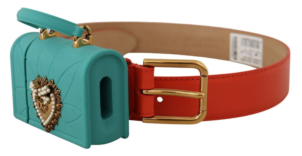 Orange Leather Devotion ...icro Bag Headphones Belt - 70-cm-28-inches