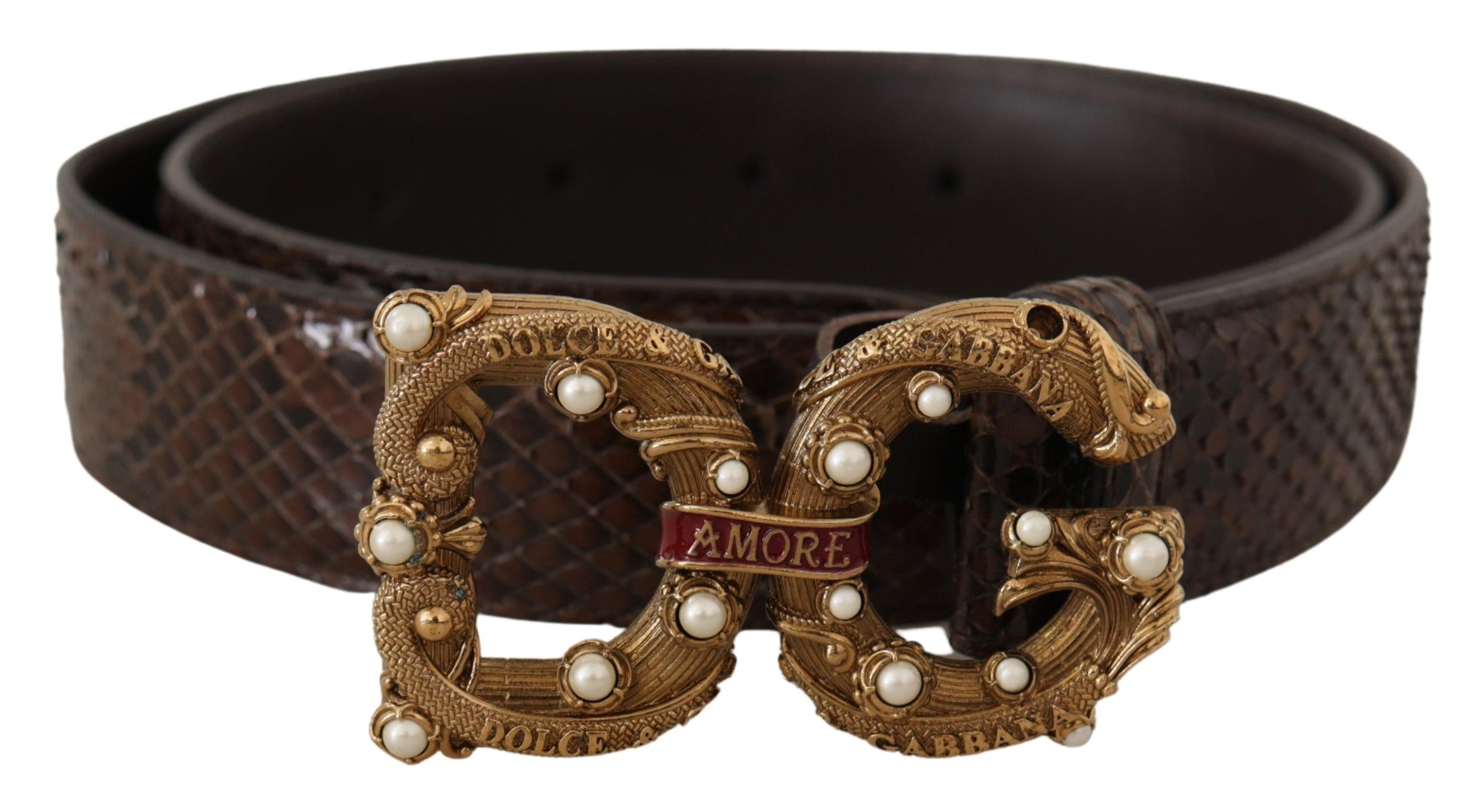 Brown Amore Animal Print...Leather Logo Buckle Belt - 70-cm-28-inches