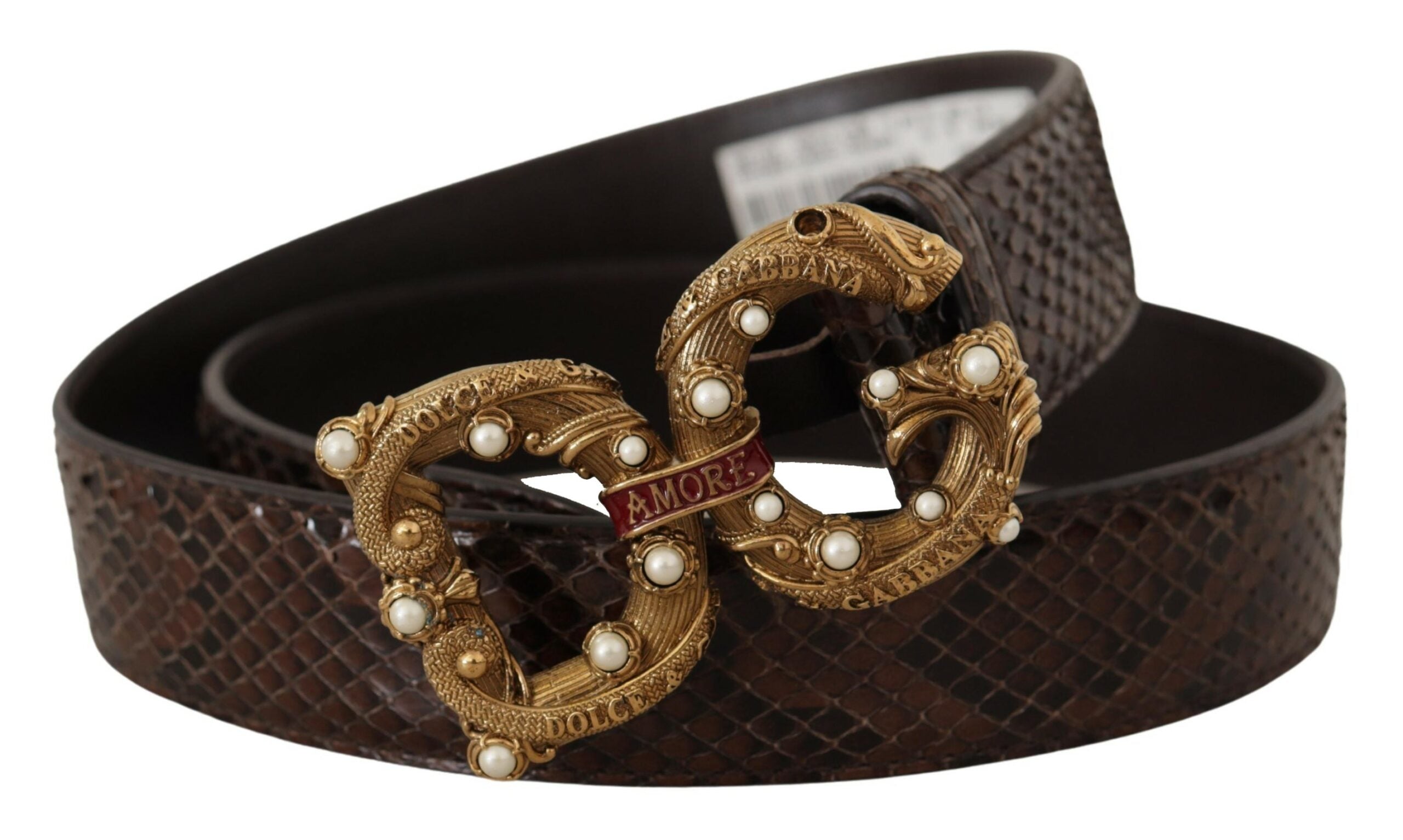 Brown Amore Animal Print...Leather Logo Buckle Belt - 70-cm-28-inches