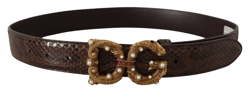 Brown Amore Animal Print...Leather Logo Buckle Belt - 70-cm-28-inches