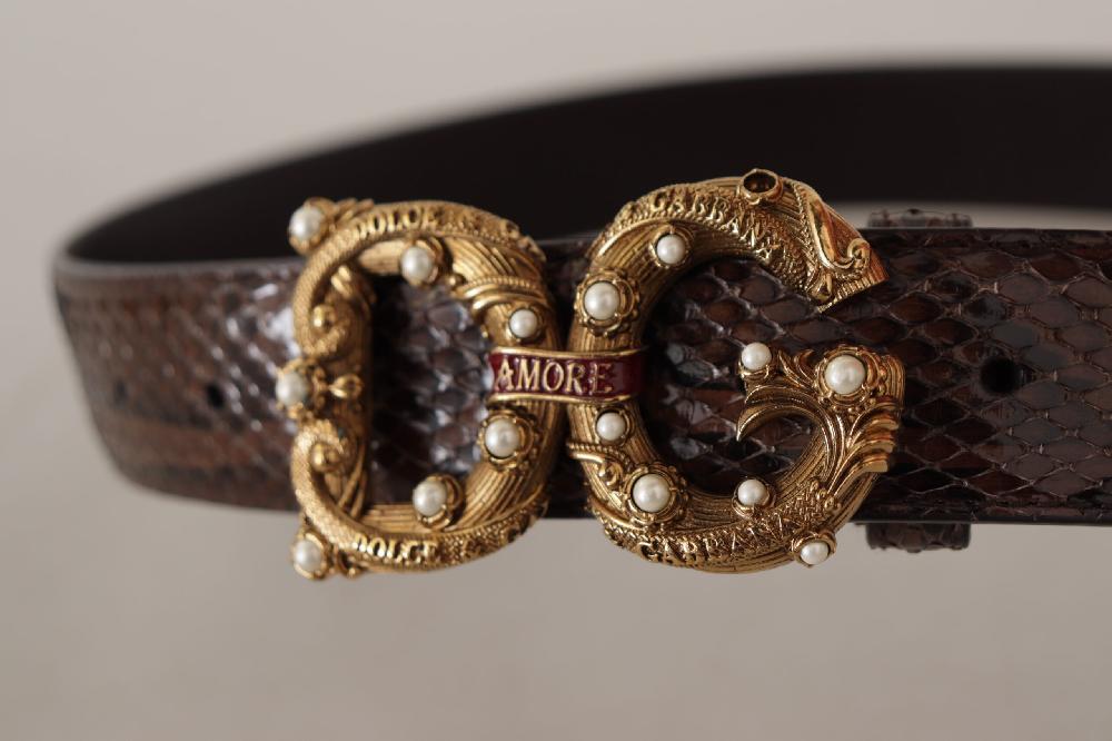 Brown Amore Animal Print...Leather Logo Buckle Belt - 70-cm-28-inches