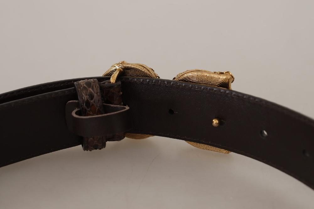 Brown Amore Animal Print...Leather Logo Buckle Belt - 70-cm-28-inches