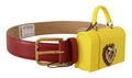 Red Leather Yellow DEVOTION Heart Bag Buckle Belt - 75-cm-30-inches