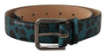 Blue Green Leopard Print... Metal Waist Buckle Belt - 75-cm-30-inches