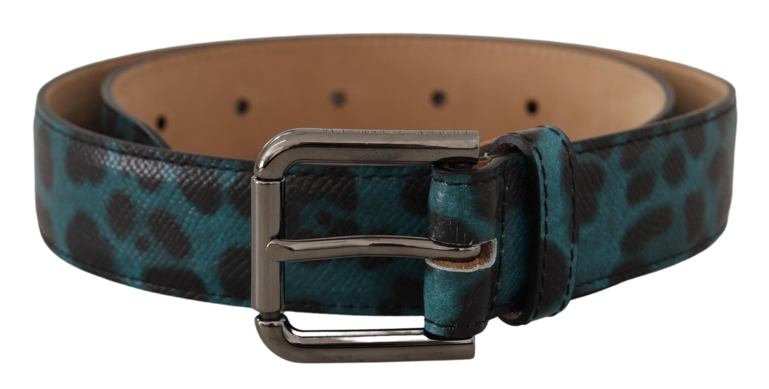 Blue Green Leopard Print... Metal Waist Buckle Belt - 75-cm-30-inches