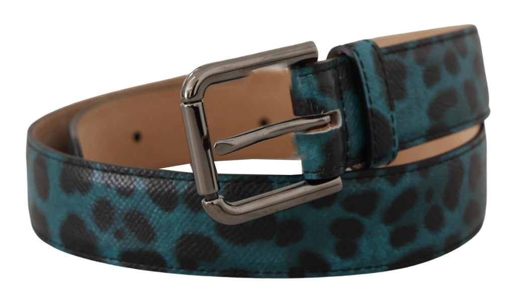 Blue Green Leopard Print... Metal Waist Buckle Belt - 75-cm-30-inches