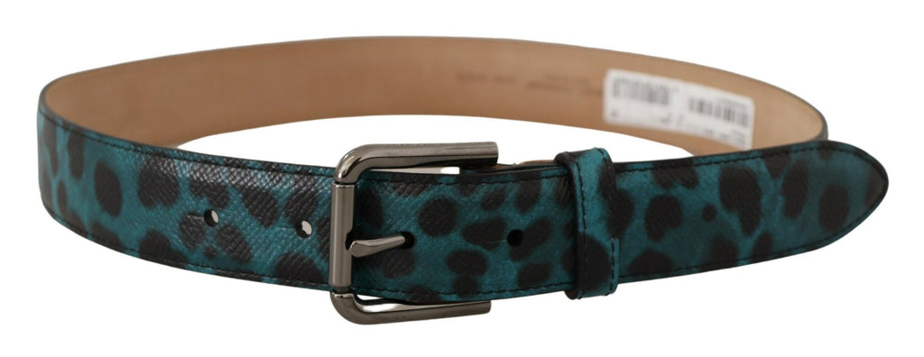 Blue Green Leopard Print... Metal Waist Buckle Belt - 75-cm-30-inches