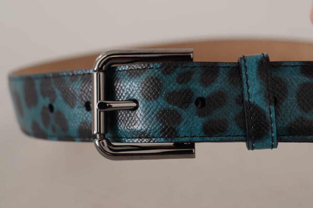 Blue Green Leopard Print... Metal Waist Buckle Belt - 75-cm-30-inches