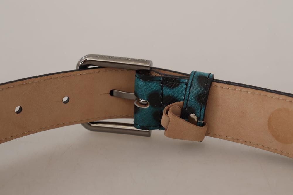 Blue Green Leopard Print... Metal Waist Buckle Belt - 75-cm-30-inches