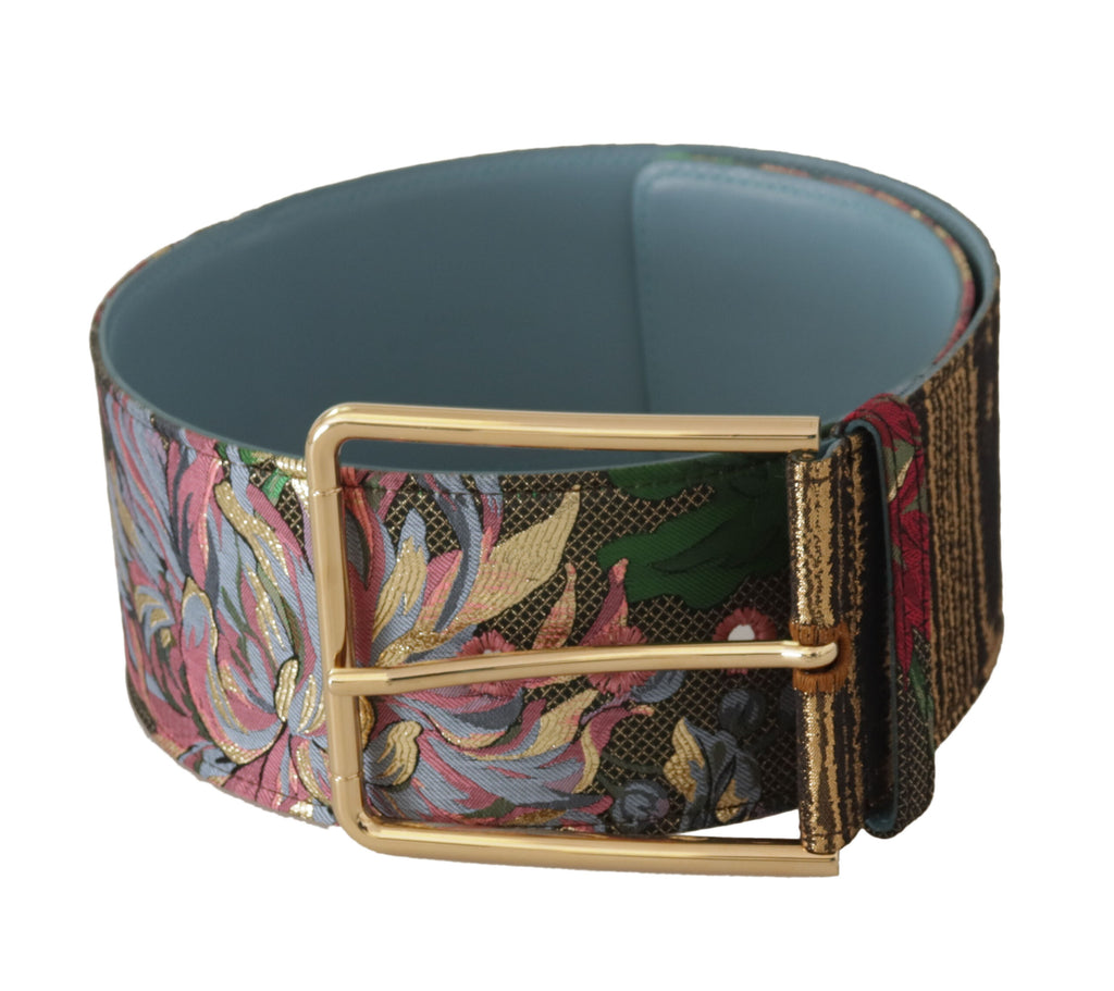 Multicolor Leather Floral Embroid Logo Buckle Belt - 70-cm-28-inches