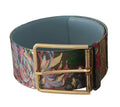 Multicolor Leather Floral Embroid Logo Buckle Belt - 70-cm-28-inches
