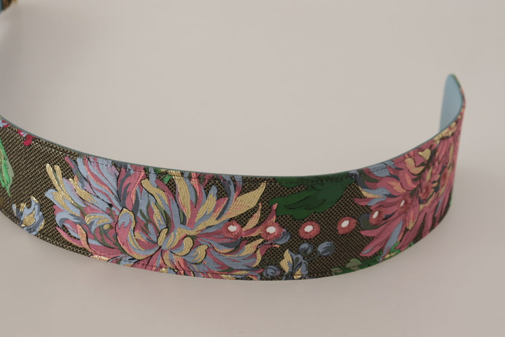 Multicolor Leather Floral Embroid Logo Buckle Belt - 70-cm-28-inches