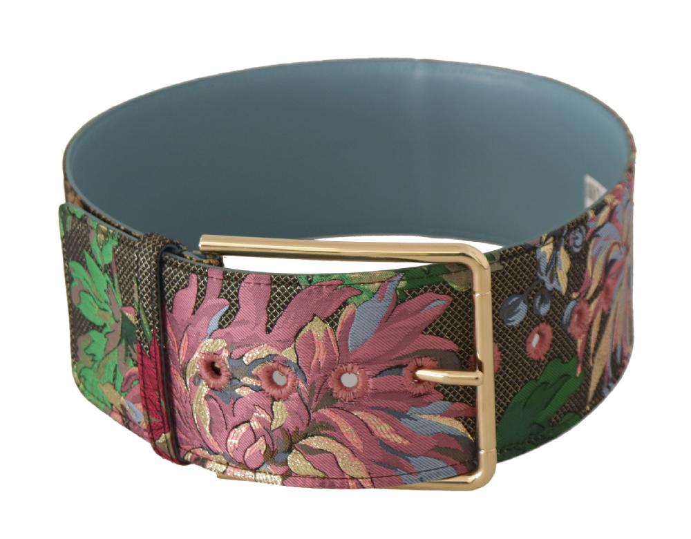 Multicolor Leather Floral Embroid Logo Buckle Belt - 70-cm-28-inches
