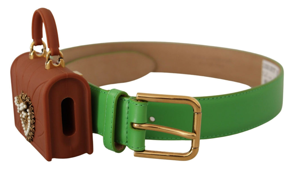 Green Leather Devotion H...icro Bag Headphones Belt - 70-cm-28-inches