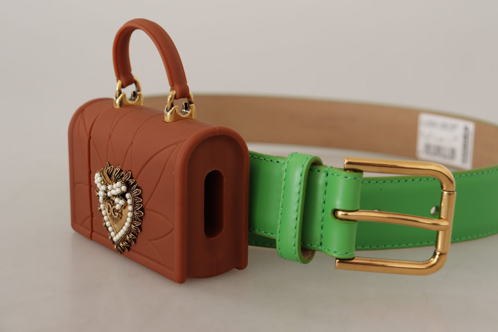 Green Leather Devotion H...icro Bag Headphones Belt - 70-cm-28-inches