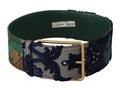 Green Jacquard Embroid L...r Gold Metal Buckle Belt - 70-cm-28-inches