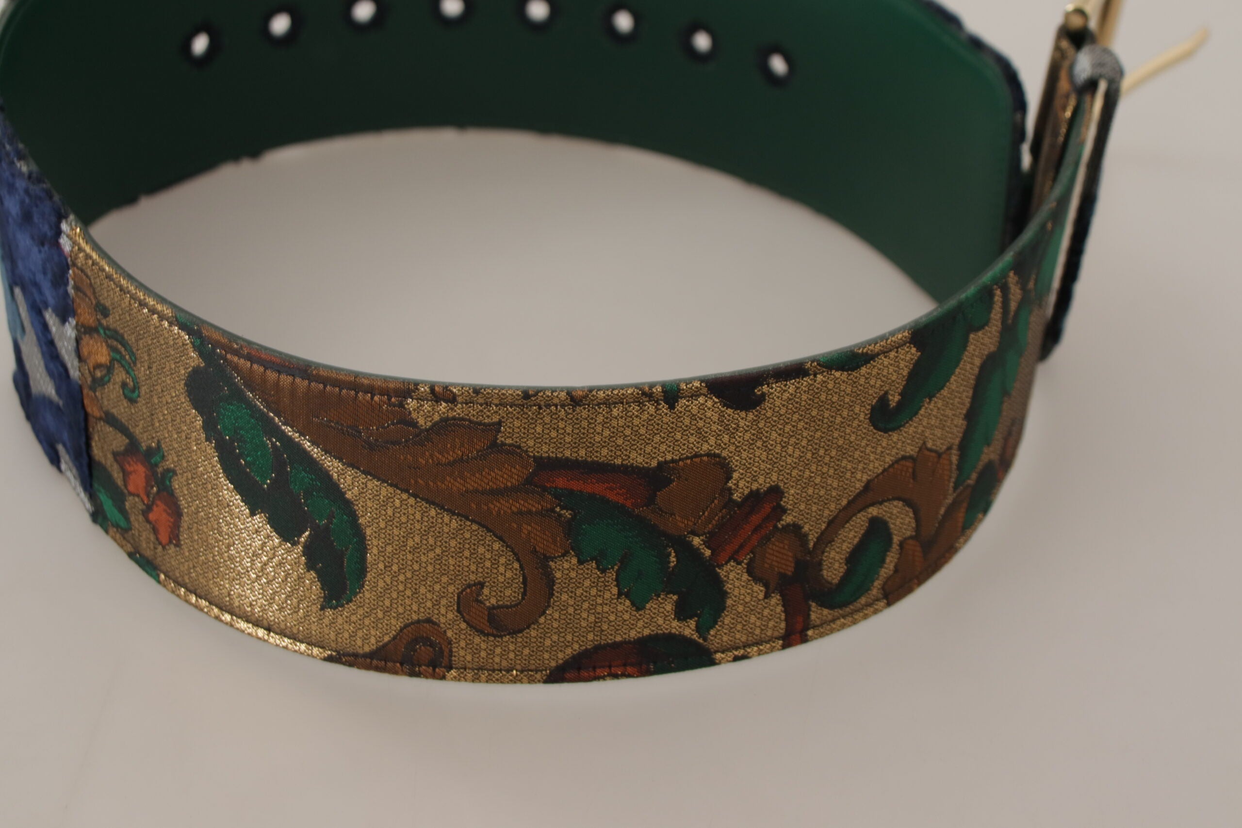 Green Jacquard Embroid L...r Gold Metal Buckle Belt - 70-cm-28-inches