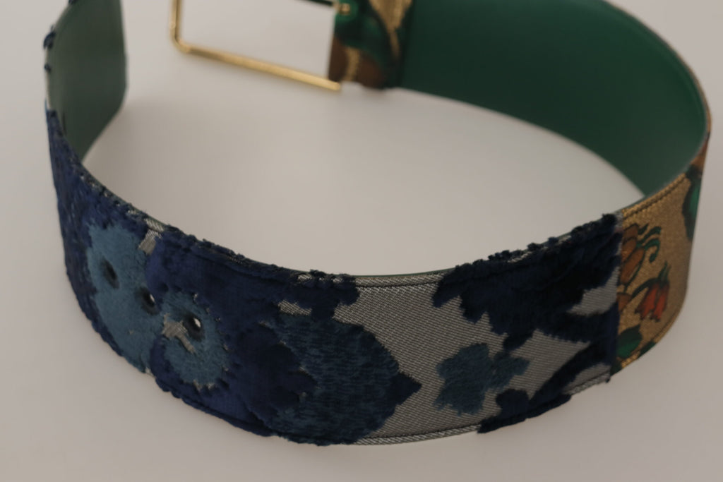 Green Jacquard Embroid L...r Gold Metal Buckle Belt - 70-cm-28-inches