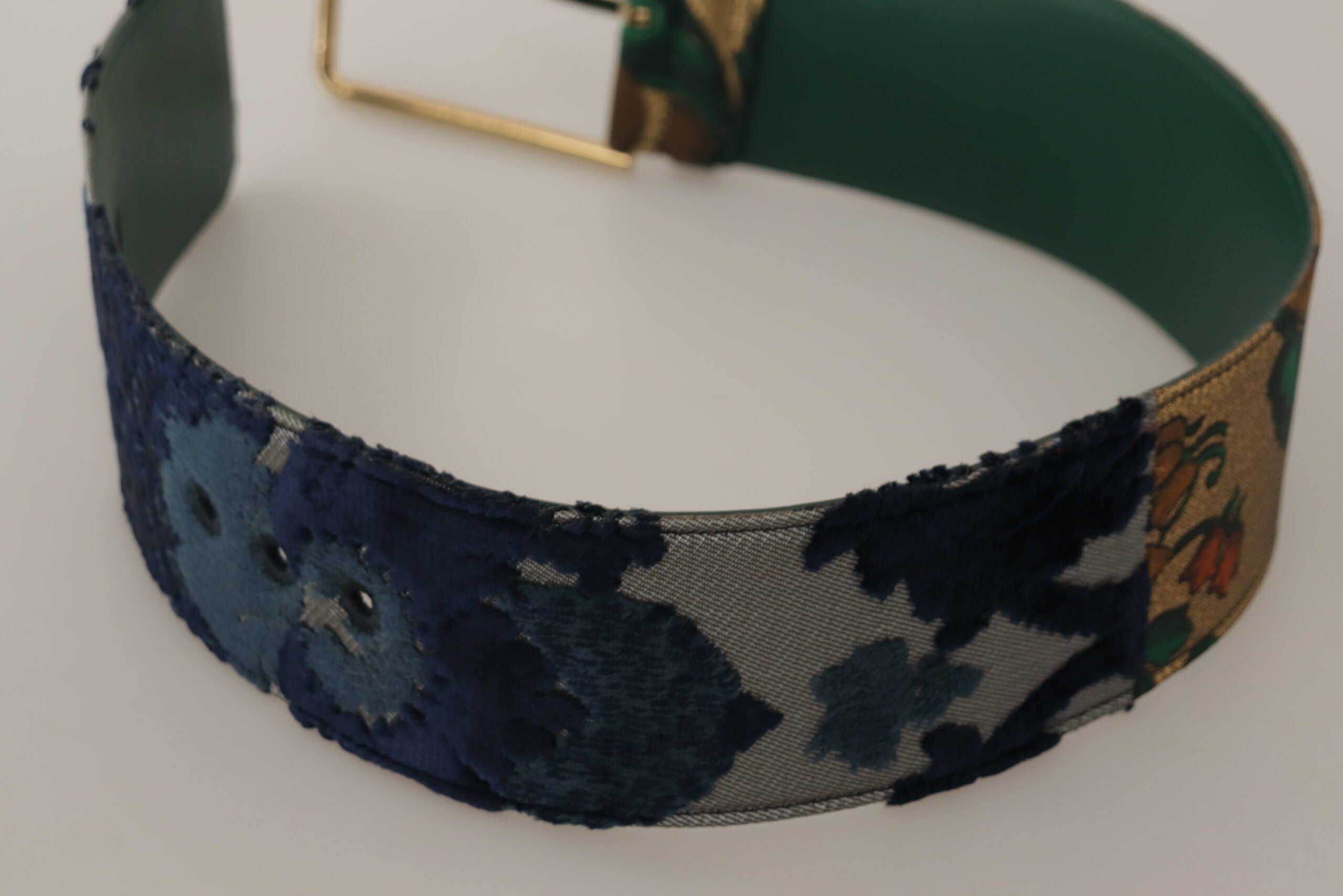 Green Jacquard Embroid L...r Gold Metal Buckle Belt - 70-cm-28-inches