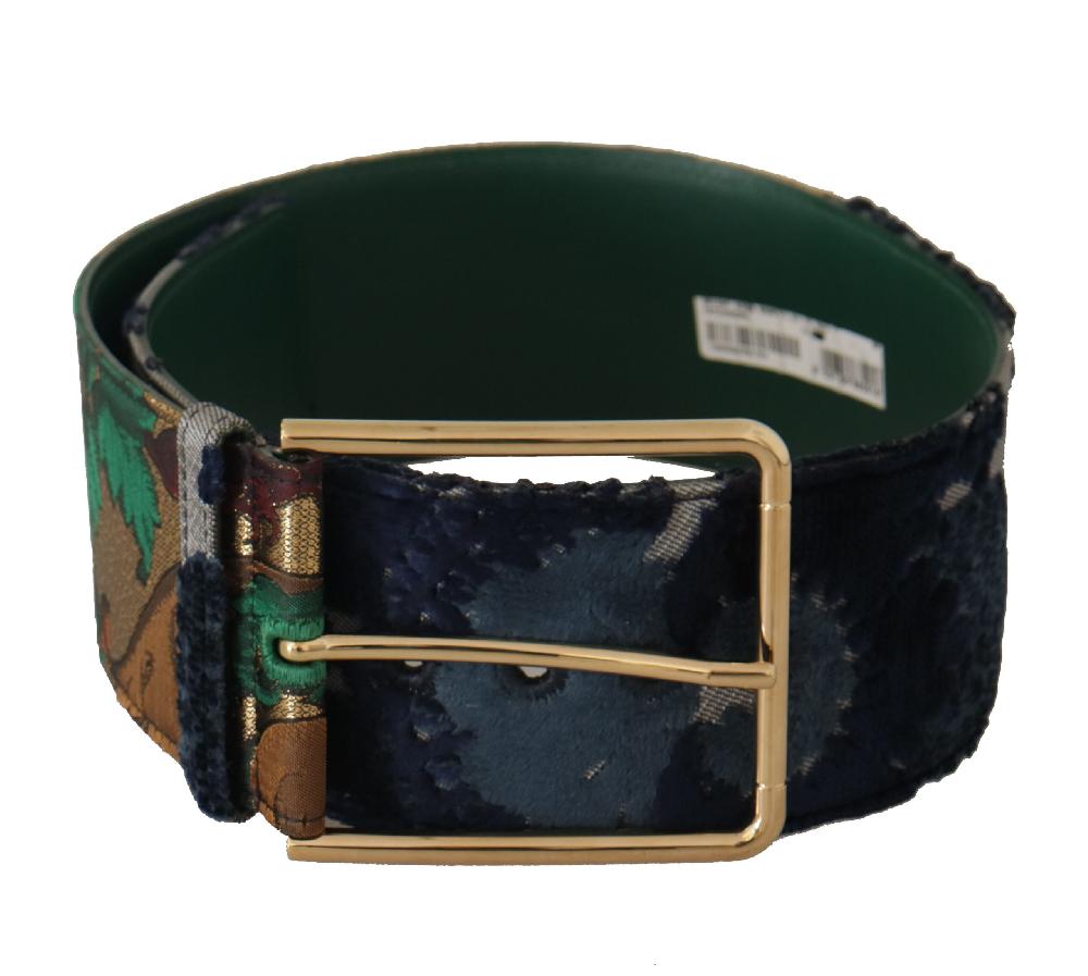 Green Jacquard Embroid L...r Gold Metal Buckle Belt - 70-cm-28-inches