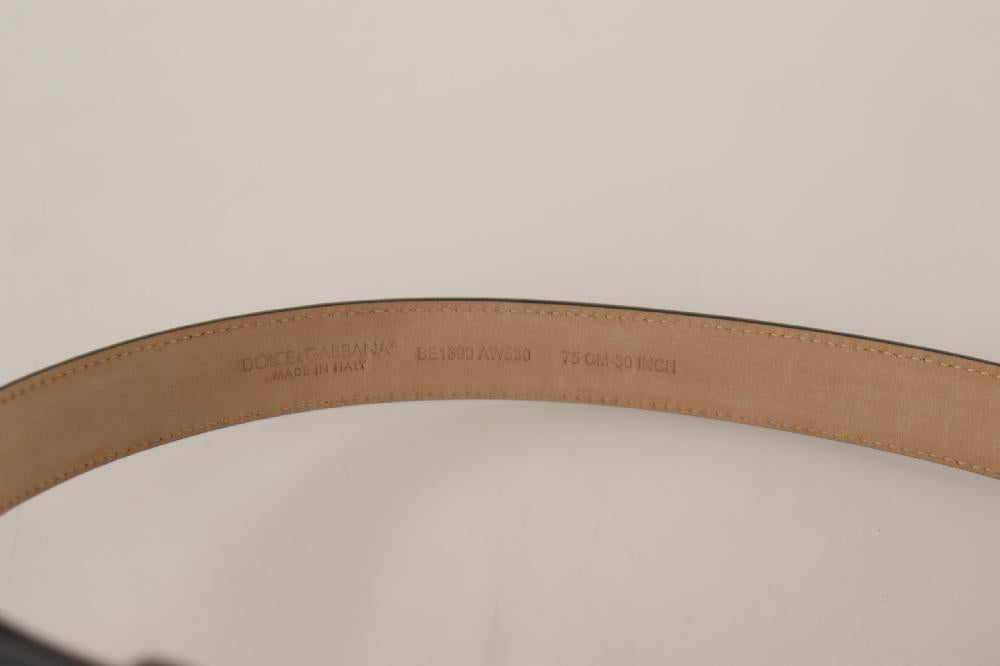 Black Calf Leather Gold Metal Logo Waist Buckle Belt - 75-cm-30-inches