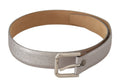 Metallic Silver Leather Metal Waist Buckle Belt - 65-cm-26-inches
