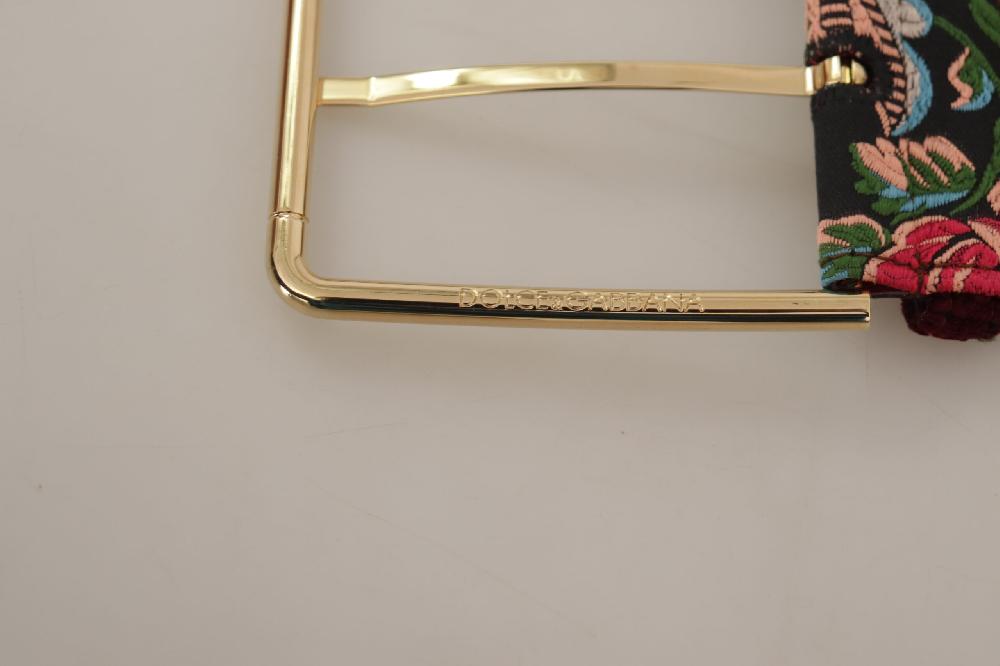 Red Embroidered Leather Gold Logo Metal Buckle Belt - 70-cm-28-inches