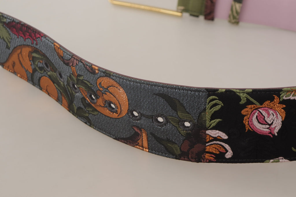 Multicolor Leather Embro...d Gold Metal Buckle Belt - 75-cm-30-inches