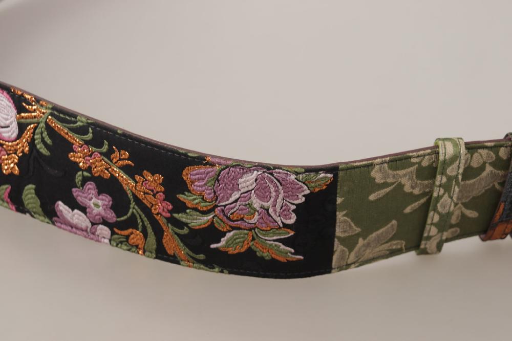 Multicolor Leather Embro...d Gold Metal Buckle Belt - 75-cm-30-inches