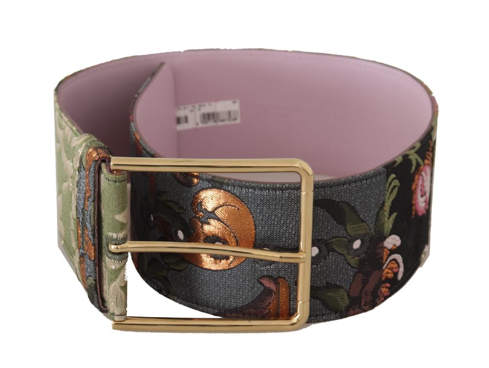 Multicolor Leather Embro...d Gold Metal Buckle Belt - 75-cm-30-inches